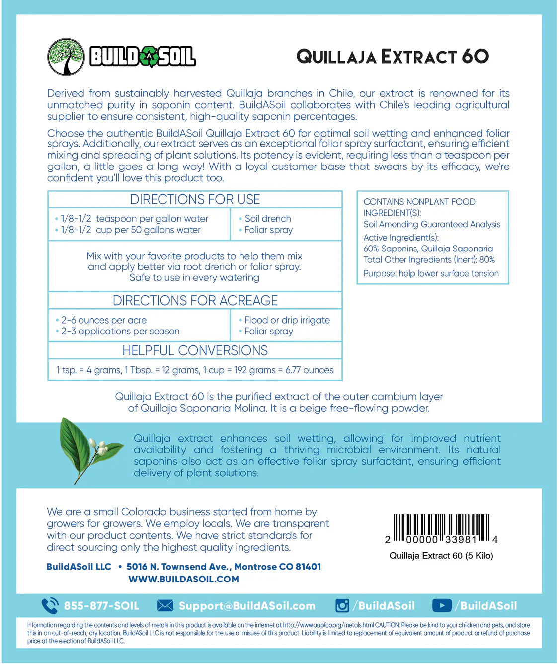 Quillaja Saponaria Extract Powder 60% - Midwest Grow LLC