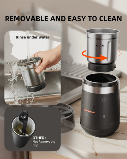 Spider Farmer Electric Herb & Spice Grinder with Removable Stainless Steel Bowl