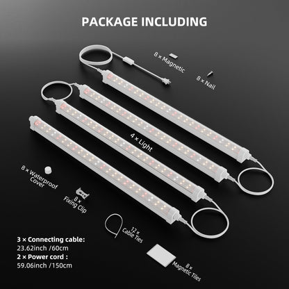 Spider Farmer GlowBar 1FT Full Spectrum LED Strips, 40W 4-Pack