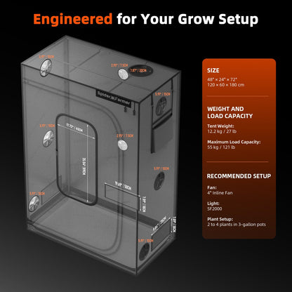 Spider Farmer Master Series 4x2 Grow Tent (120 x 60 x 180cm)
