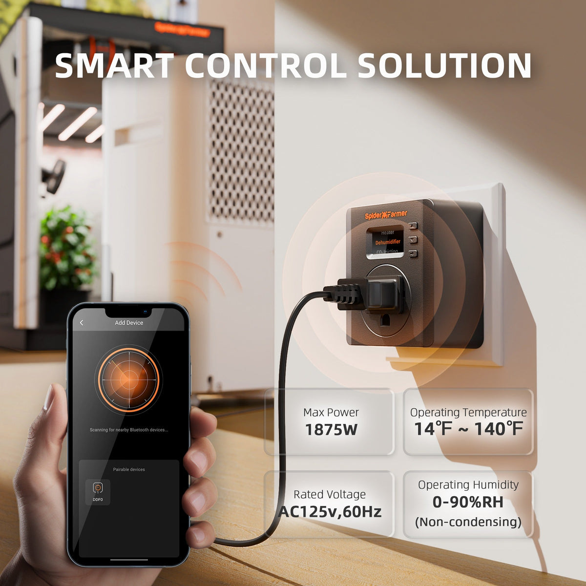 Spider Farmer S-Station Wi-Fi & Bluetooth Smart Plug Controller, 1875W 15A