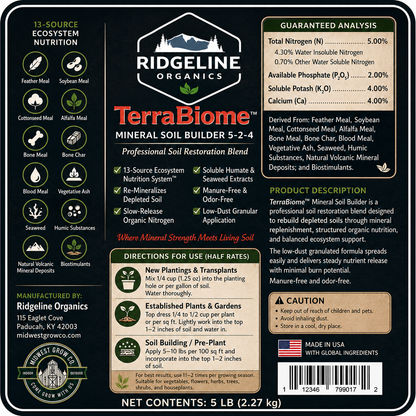 Ridgeline Organics Terra Biome™ Mineral Soil Builder 5-2-4 5lb bag