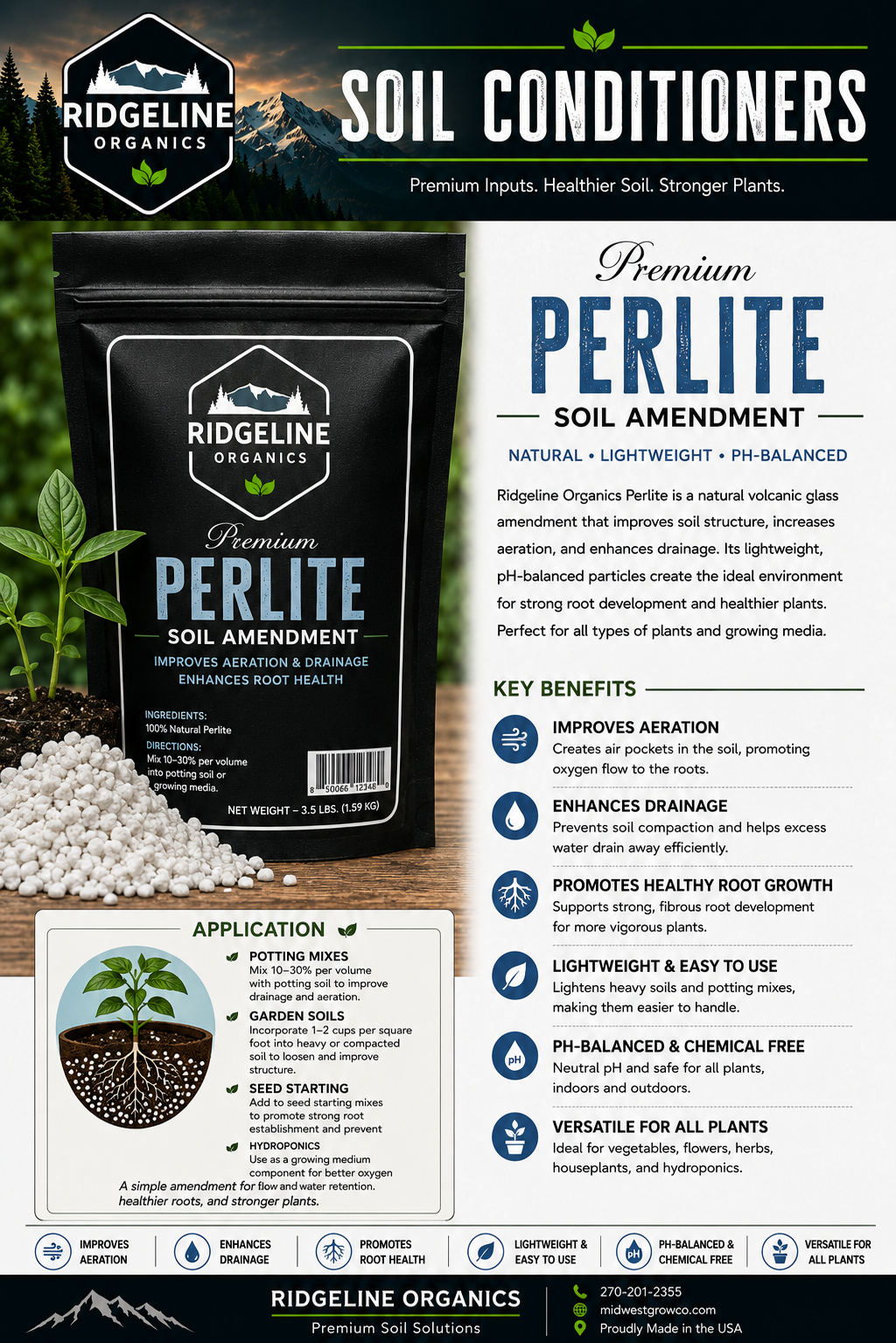 Ridgeline Organics Perlite 3.5 lb