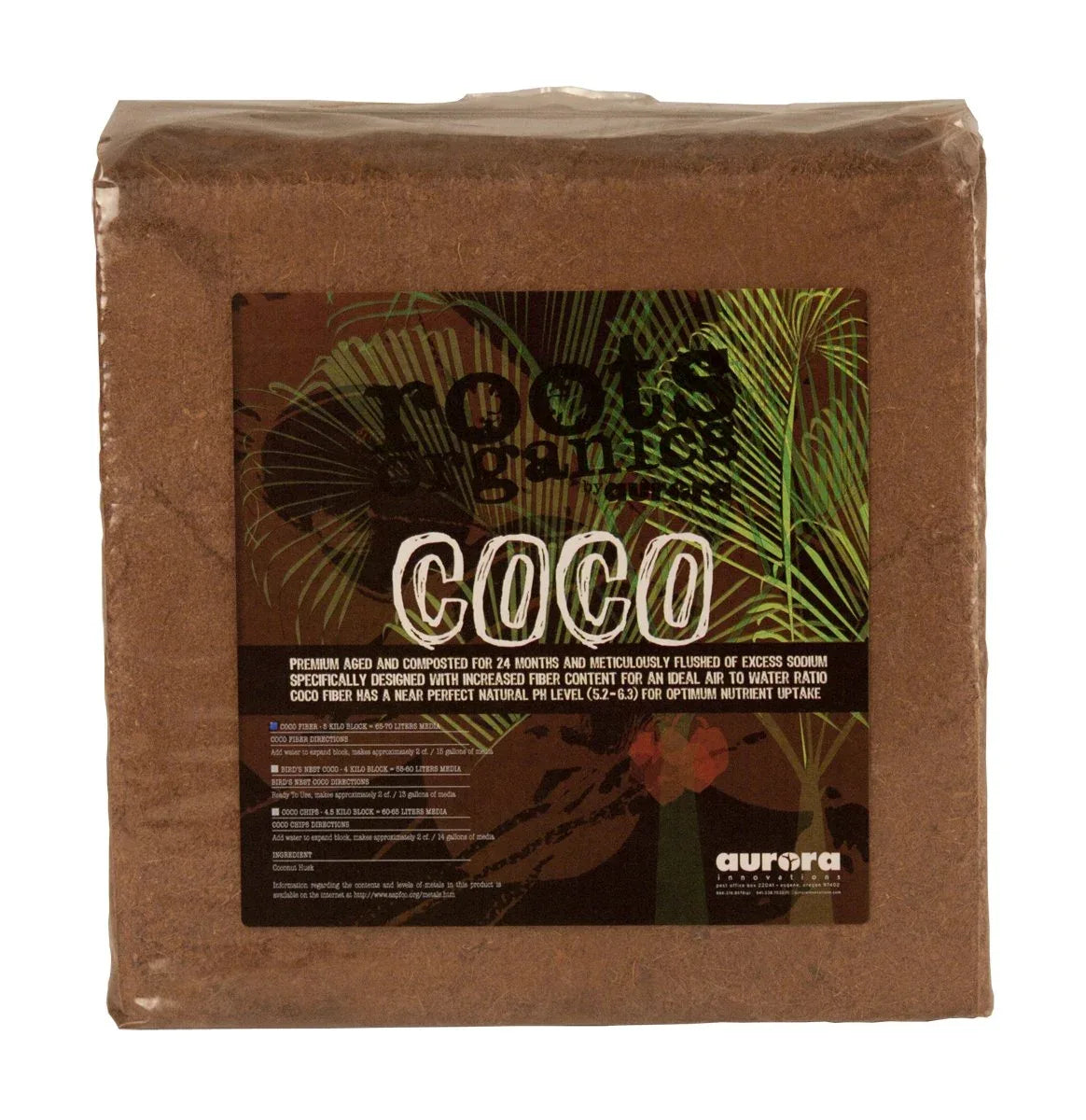 Roots Organics Coco Fiber, 12" x 12" Compressed Block - Midwest Grow LLC